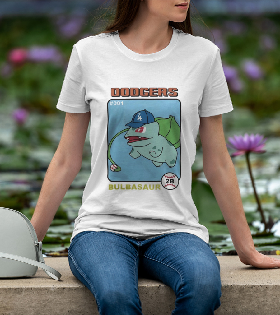 Dodgers Bulbasaur LA Baseball Anime Cartoon 2B T-Shirt