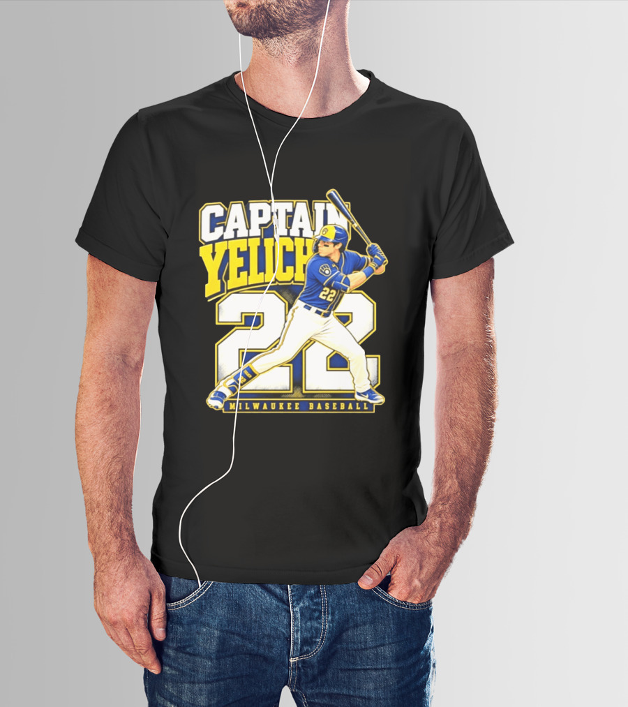 Captain Yelich 22 Milwaukee Baseball T-Shirt