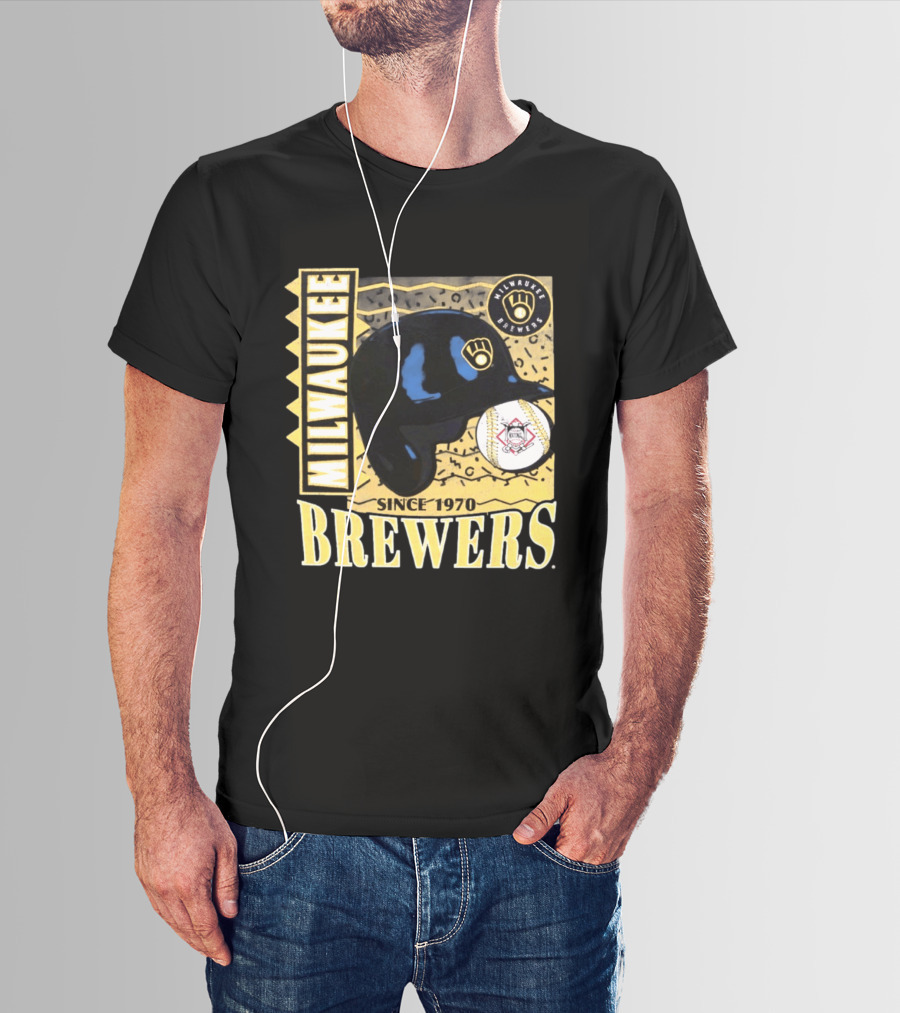 Milwaukee Brewers Baseball Helmet Since 1970 T-Shirt