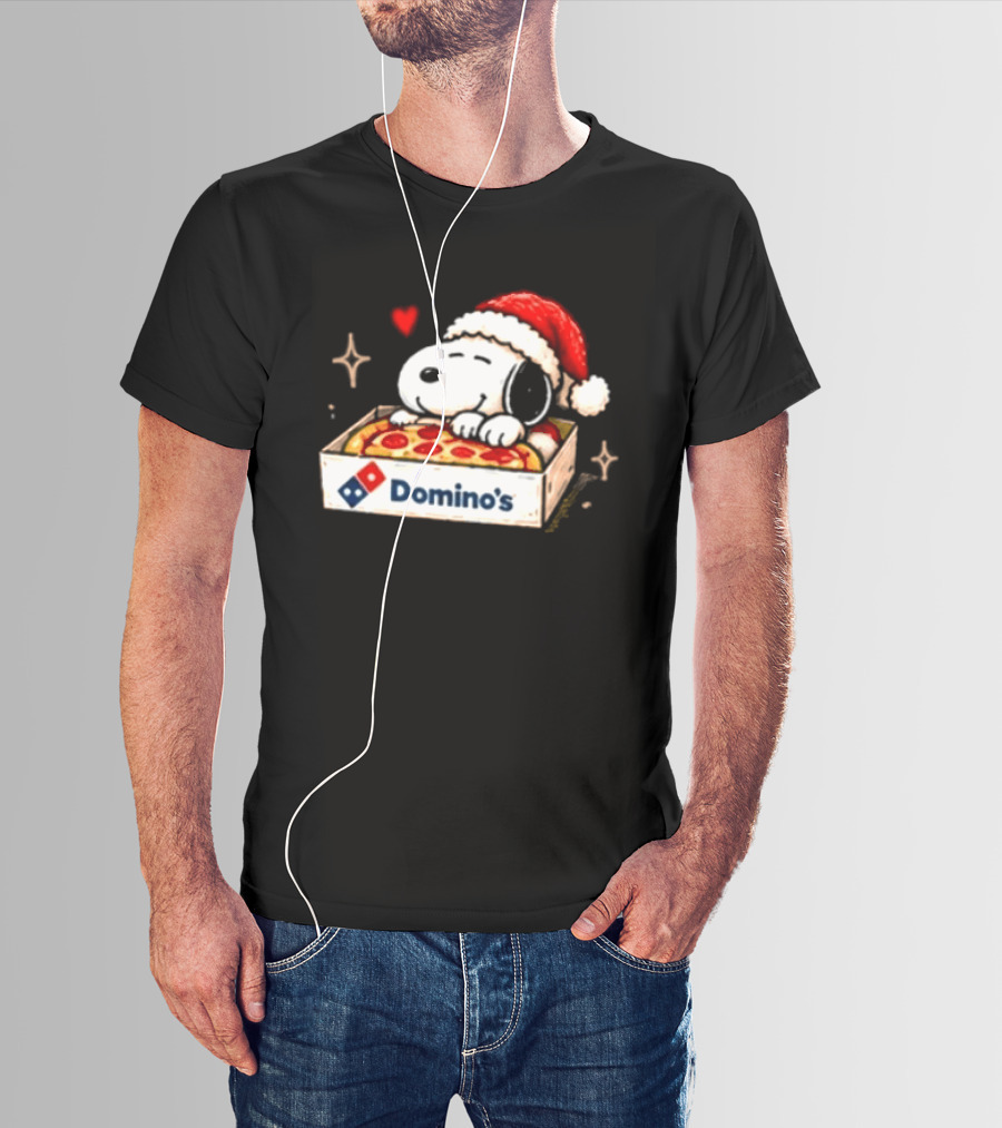 Dominos Pizza Snoopy Christmas Santa Hat Pizza Lovers T-Shirt