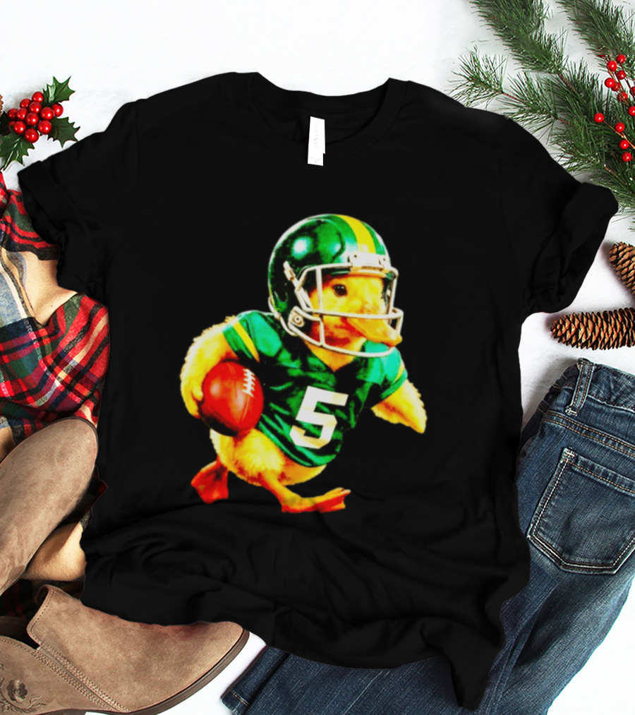 Oregon Ducks Football Duck Wearing Helmet And Jersey Number 5 T-Shirt