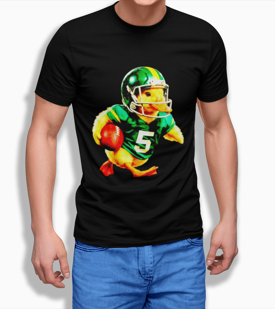 Oregon Ducks Football Duck Wearing Helmet And Jersey Number 5 T-Shirt