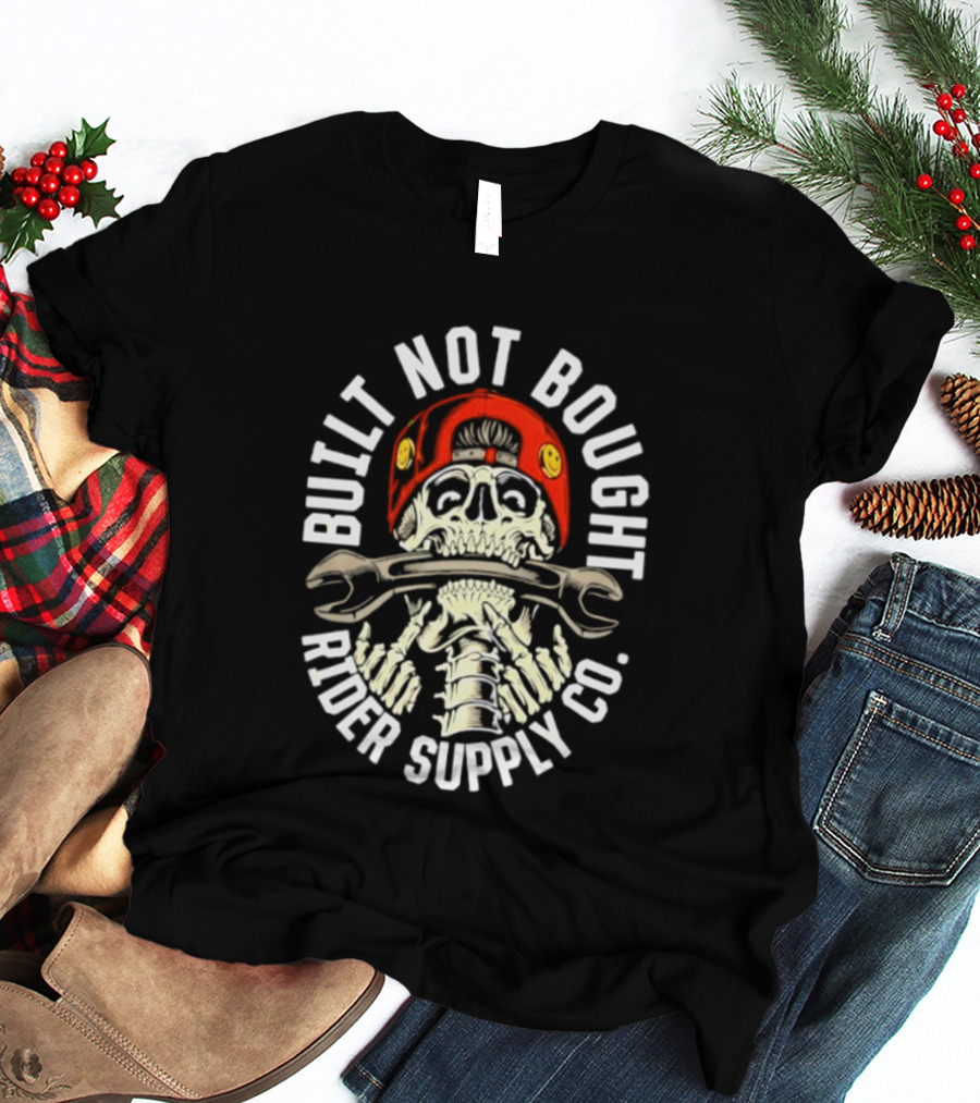 Rider Supply Co Skull Built Not Bought Wrench T-Shirt