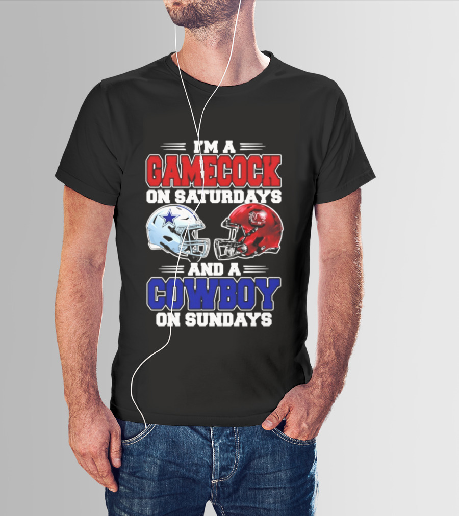 I'm A Gamecock On Saturdays And A Cowboy On Sundays Helmet Rivalry 2026 T-Shirt