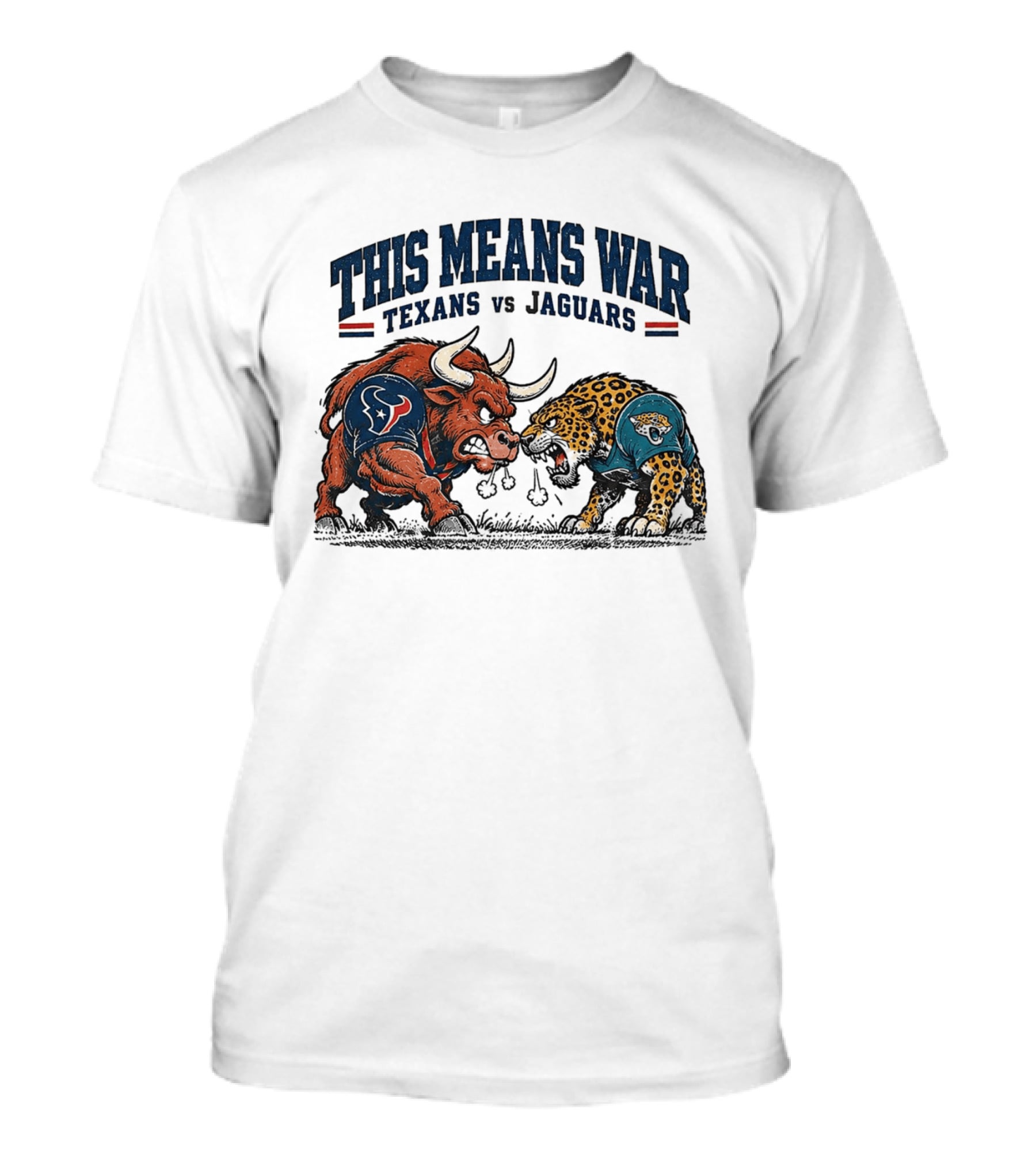 This Means War Texans Vs Jaguars Angry Bull Vs Jaguar Football T-Shirt