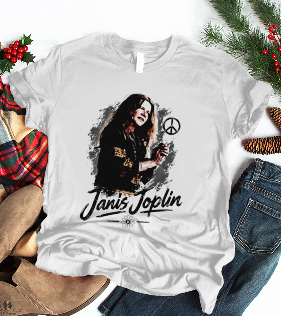 Janis Joplin Peace Sign Flower Rock Legend T-Shirt