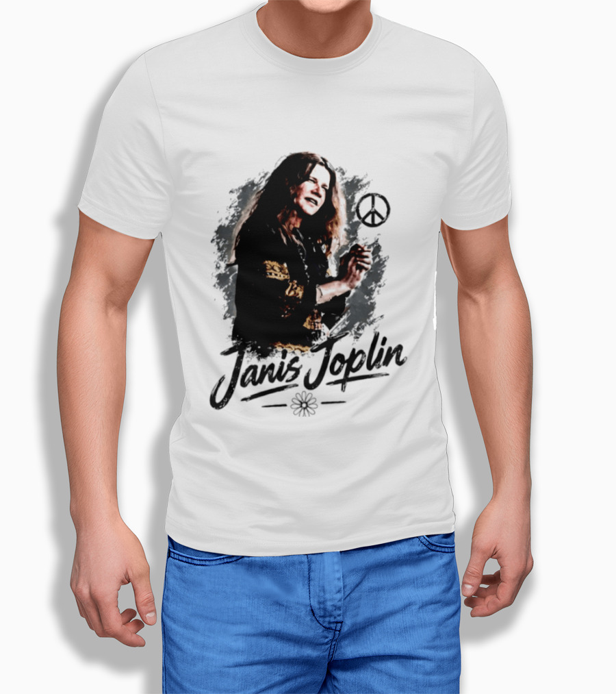 Janis Joplin Peace Sign Flower Rock Legend T-Shirt