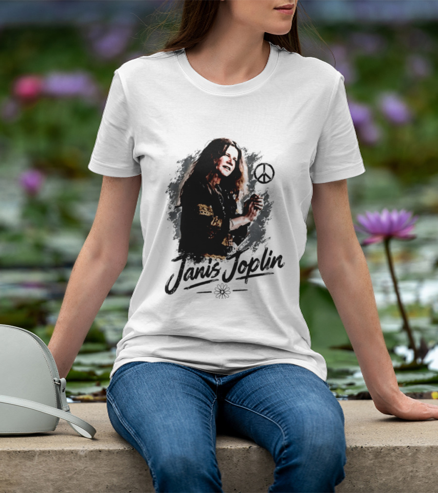 Janis Joplin Peace Sign Flower Rock Legend T-Shirt