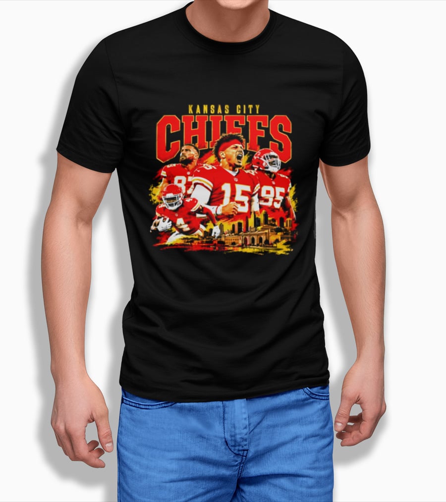 Kansas City Chiefs Players And City Skyline 2026 T-Shirt