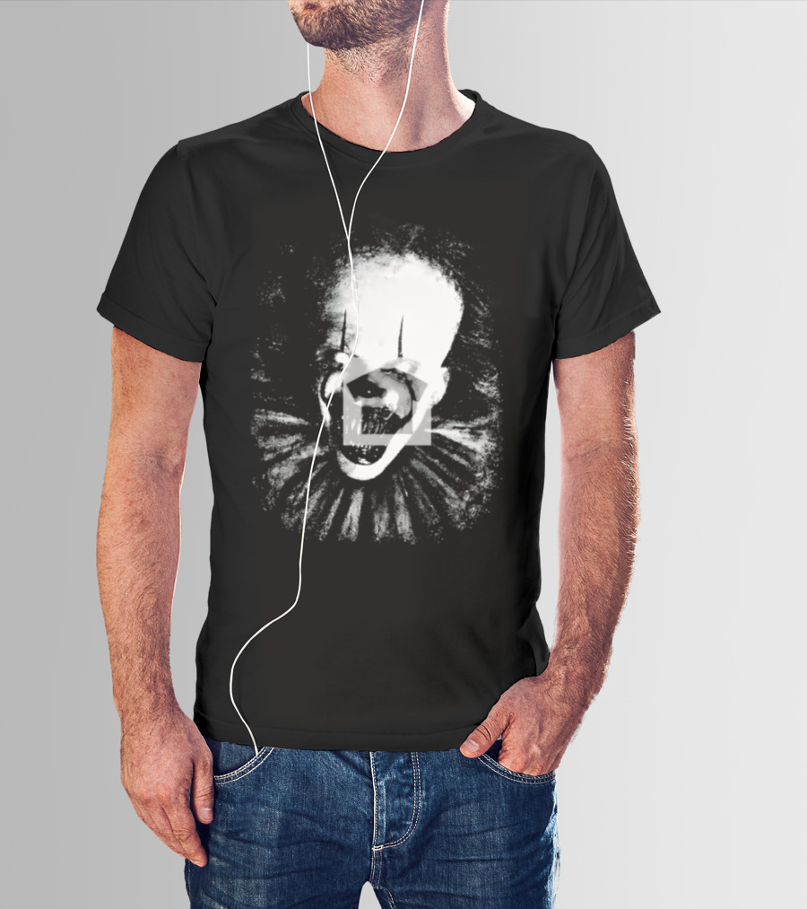 Pennywise The Dancing Clown Horror Movie Halloween Scary Face With Ruffled Collar T-Shirt