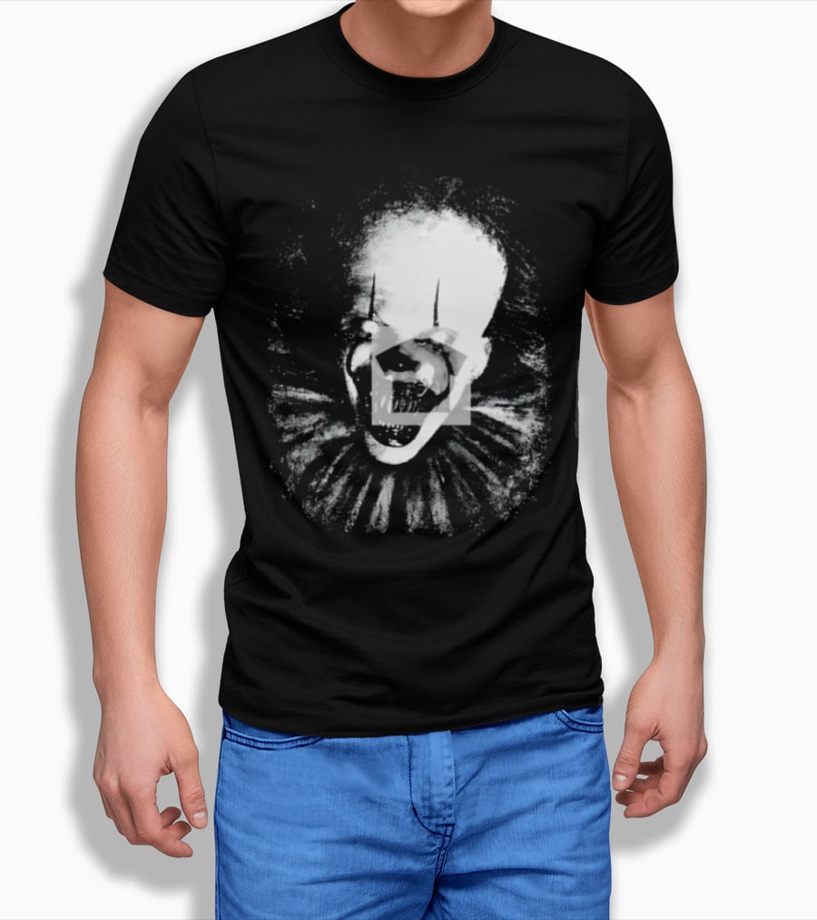 Pennywise The Dancing Clown Horror Movie Halloween Scary Face With Ruffled Collar T-Shirt
