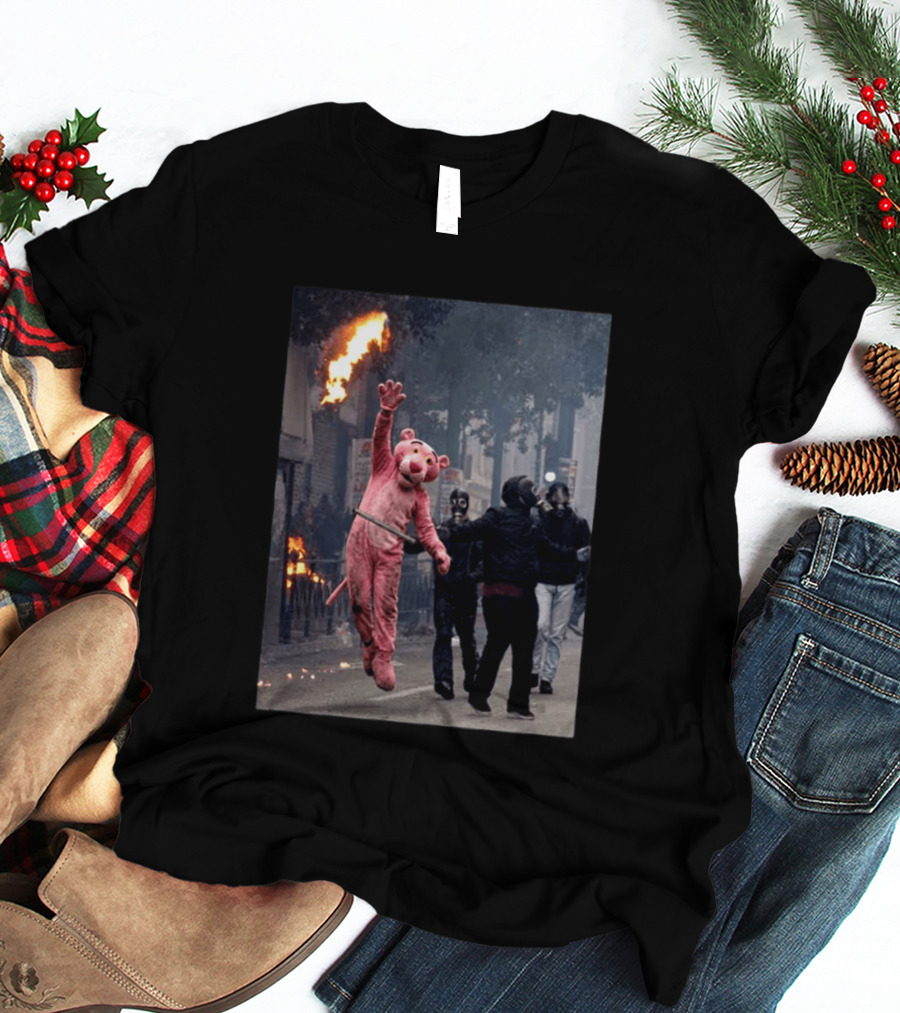 Pink Panther 2026 France Jump Amidst Protest Scene T-Shirt