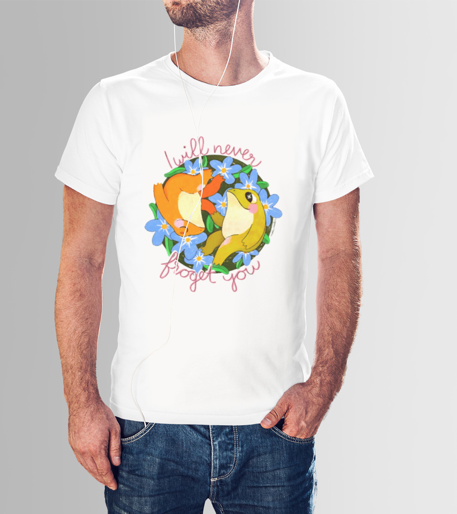 I Will Never Froget You Frog Toad Blue Flowers T-Shirt