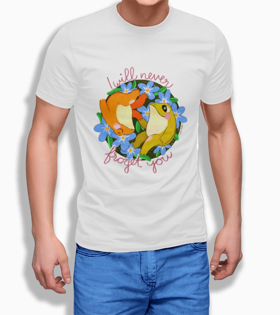 I Will Never Froget You Frog Toad Blue Flowers T-Shirt