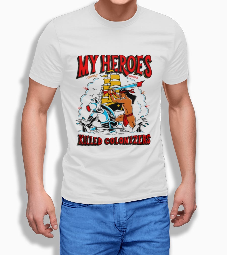 My Heroes Killed Colonizers Ship Sword Battle T-Shirt