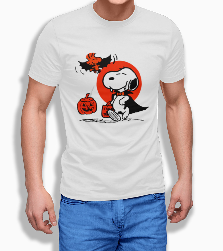 Snoopy Vampire Trick Or Treat 2026 Halloween Pumpkin Woodstock Bat T-Shirt