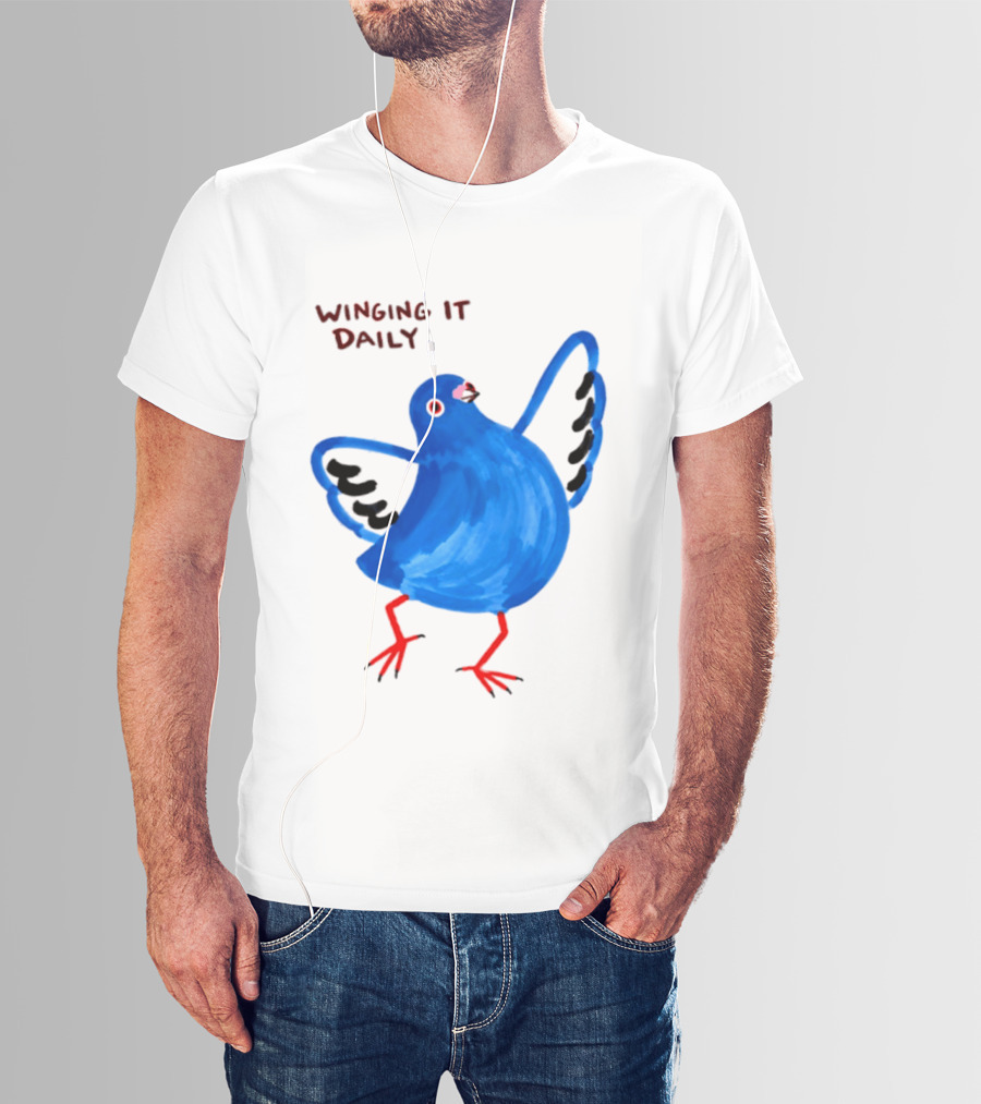 Winging It Daily Pigeon Cartoon Bird T-Shirt