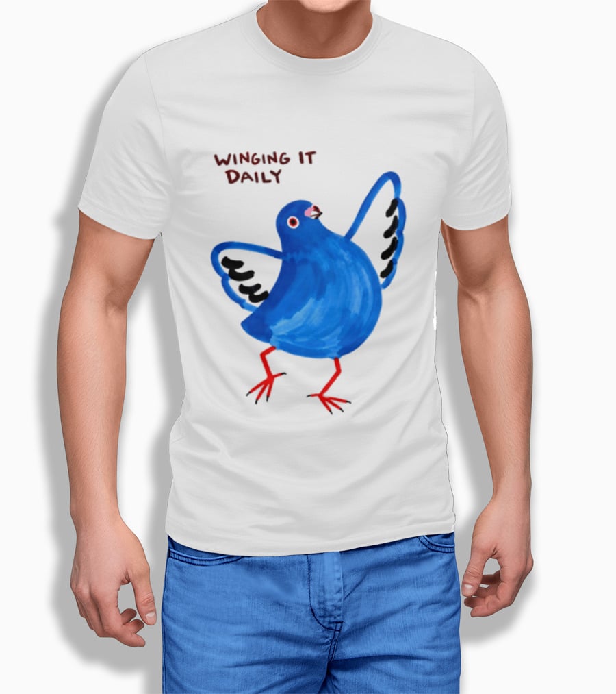 Winging It Daily Pigeon Cartoon Bird T-Shirt