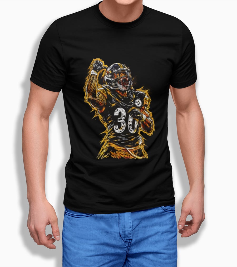 Pittsburgh Steelers Jaylen Warren 30 Scream NFL Football Player T-Shirt