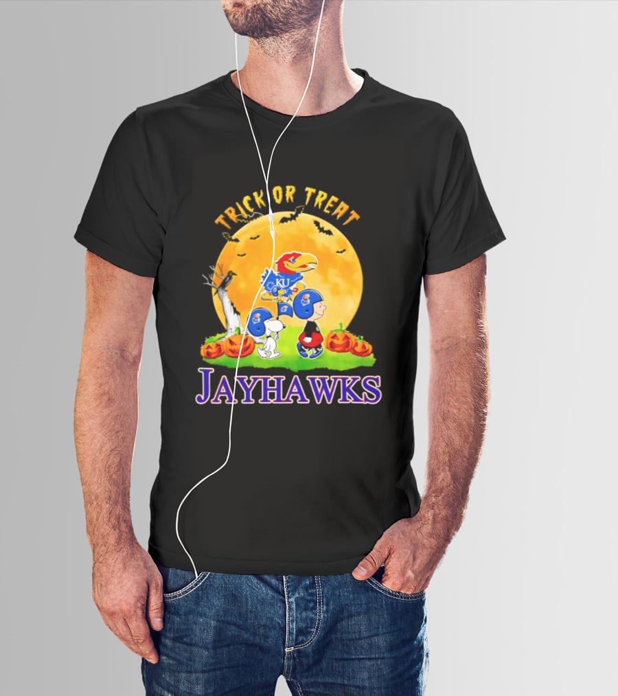 Kansas Jayhawks Peanuts Trick Or Treat Halloween Abbey Road 2026 T-Shirt