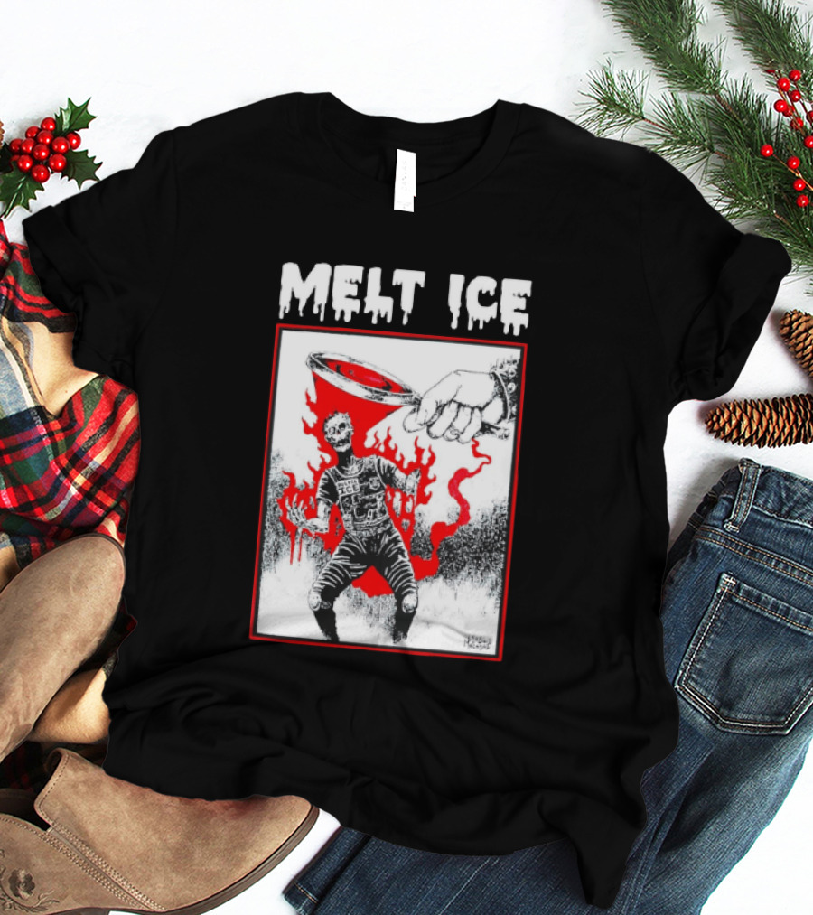 Melt ICE Anti Enforcement Art Black Melting Officer T-Shirt