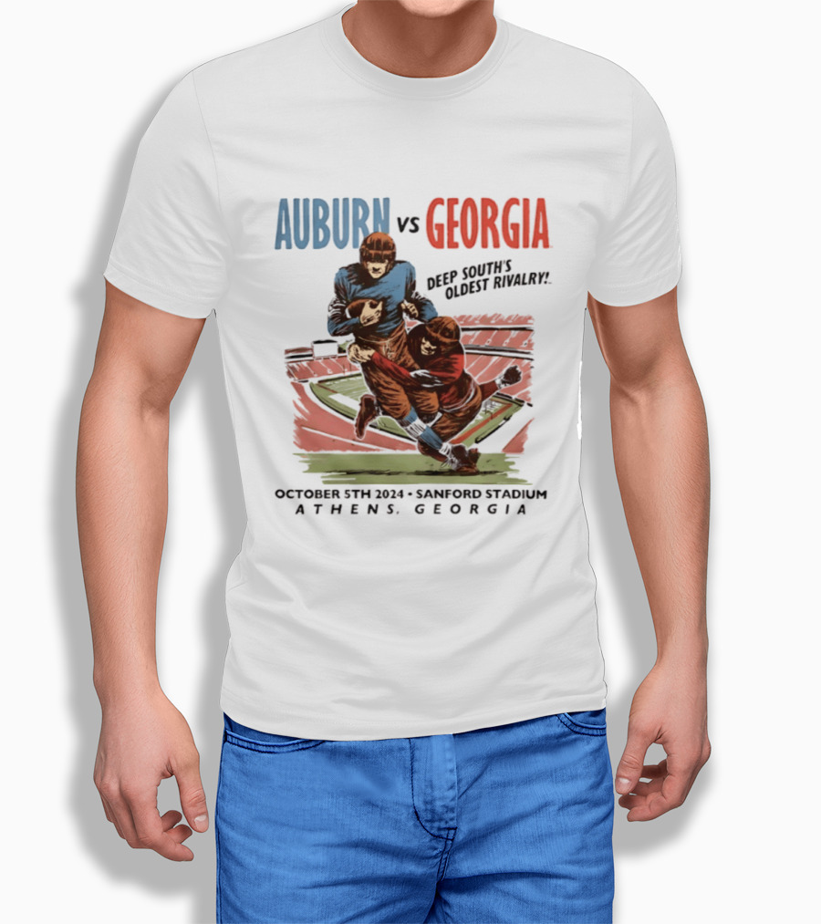 Auburn Vs Georgia Deep South's Oldest Rivalry October 5th 2024 Sanford Stadium Athens Georgia T-Shirt