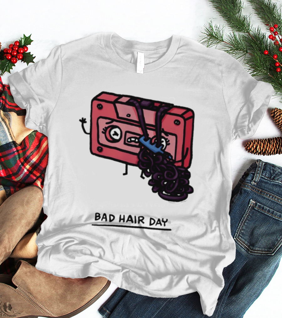 Bad Hair Day Cassette Tape Music Humor Retro 90s T-Shirt