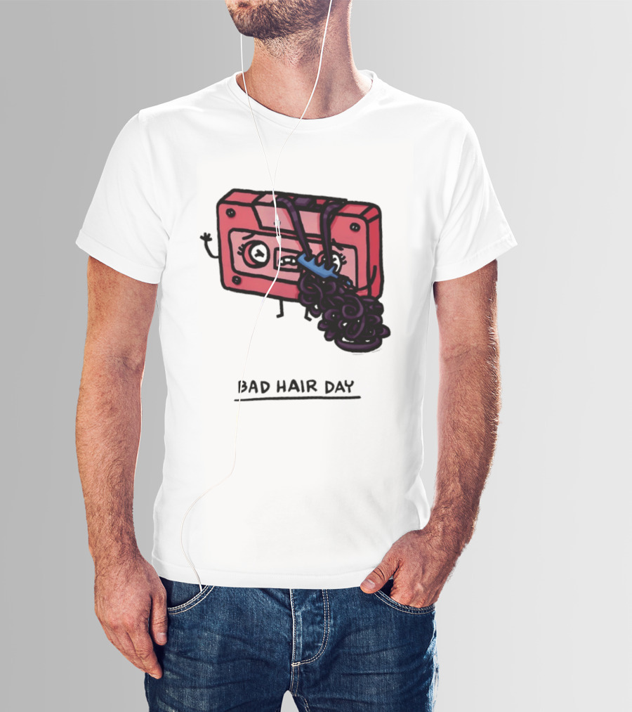 Bad Hair Day Cassette Tape Music Humor Retro 90s T-Shirt