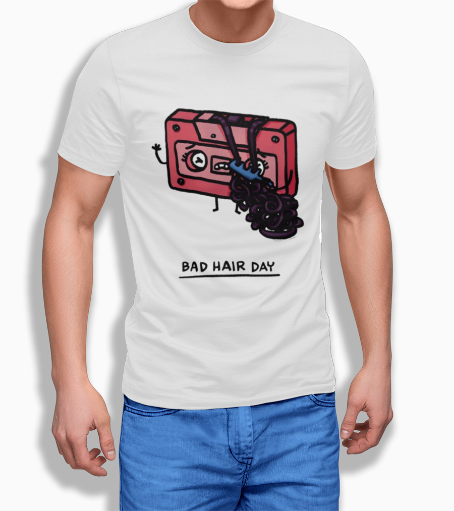 Bad Hair Day Cassette Tape Music Humor Retro 90s T-Shirt