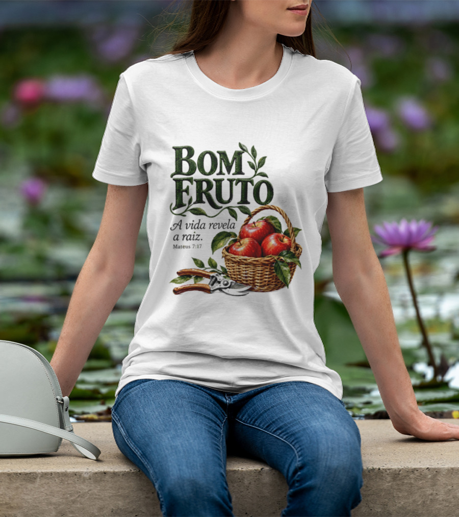 Bom Fruto A Vida Revela A Raiz Mateus 7 17 Basket Of Apples T-Shirt
