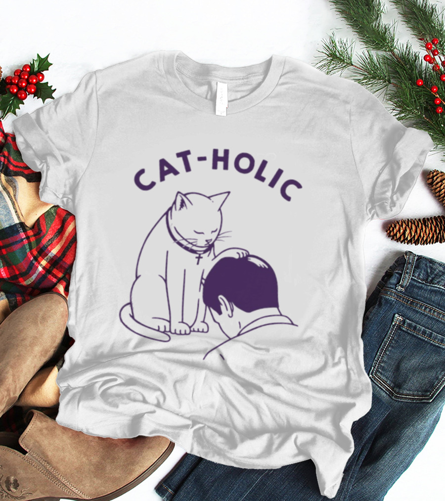 Cat Holic Cat Lover Bowing To Cat T-Shirt