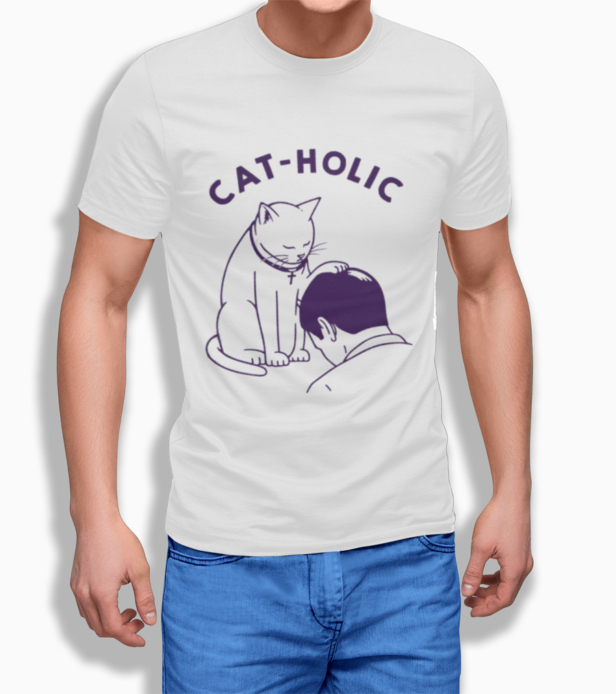 Cat Holic Cat Lover Bowing To Cat T-Shirt