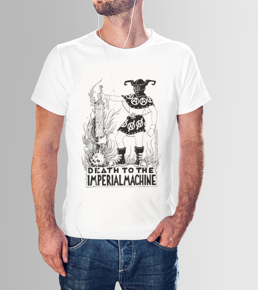 Death To The Imperial Machine Anarchist Skeleton And Flames T-Shirt