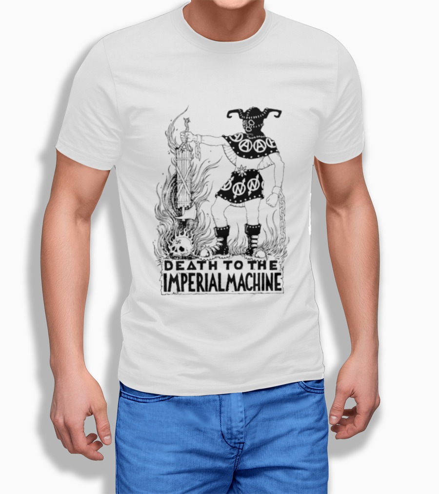 Death To The Imperial Machine Anarchist Skeleton And Flames T-Shirt