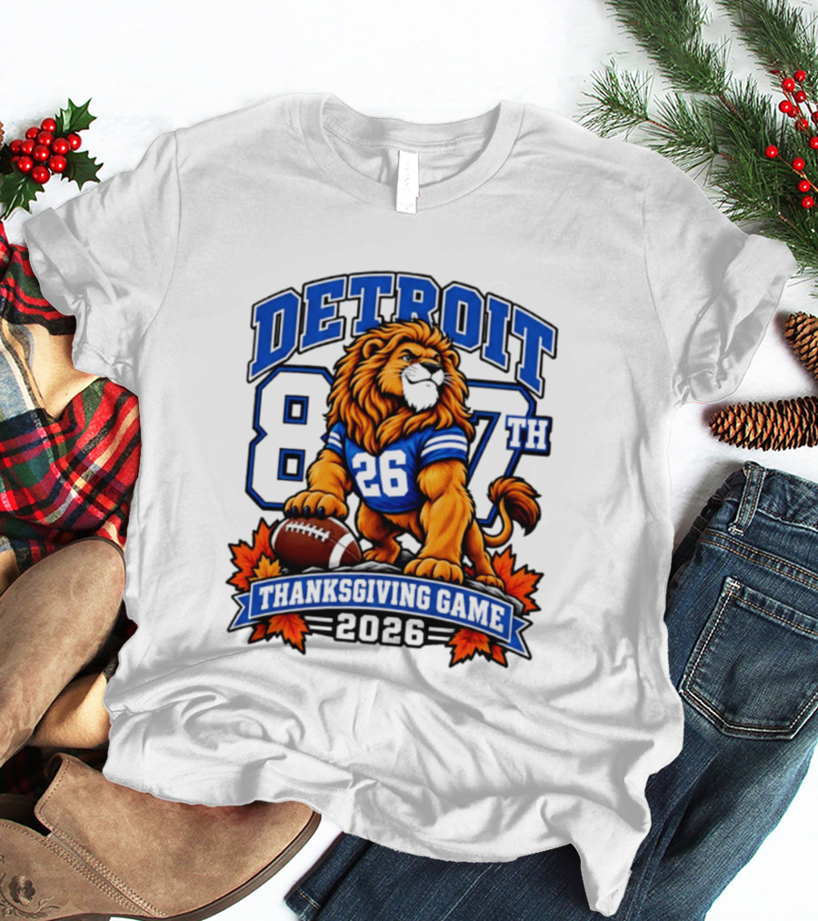 Detroit Lions 87th Thanksgiving Game 2026 Lion Football 26 T-Shirt