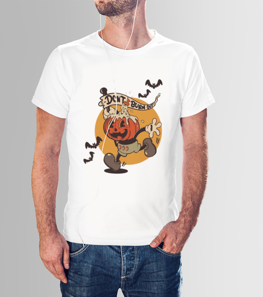 Don't Burn Out Pumpkin Candle Cartoon Halloween 2026 T-Shirt
