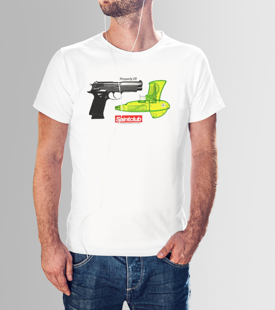 Pistol Property Saintclub Worldwide Service 2026 Black And Green Water Guns T-Shirt