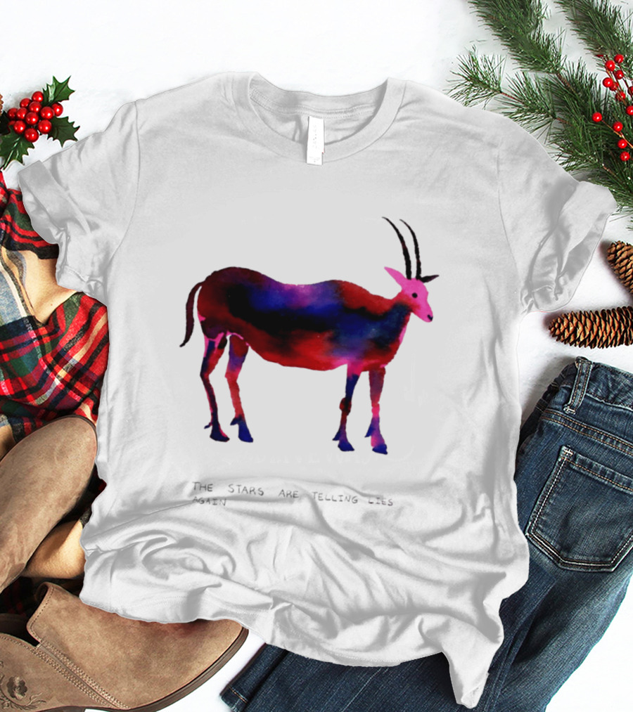 The Stars Are Telling Lies Again Astrology Watercolor Goat T-Shirt
