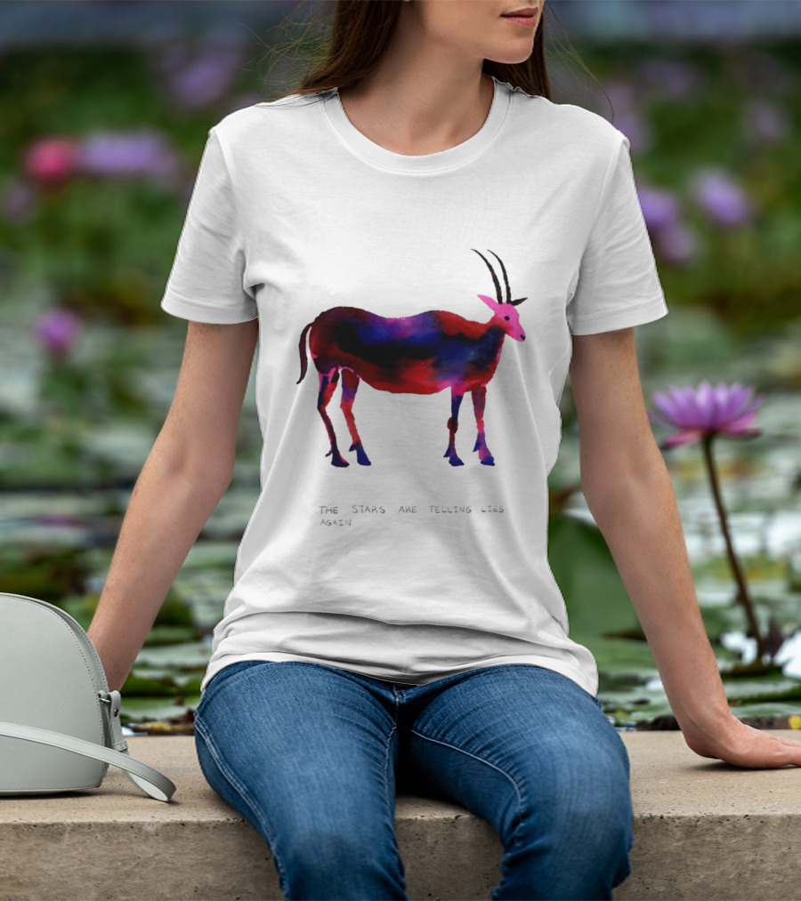 The Stars Are Telling Lies Again Astrology Watercolor Goat T-Shirt