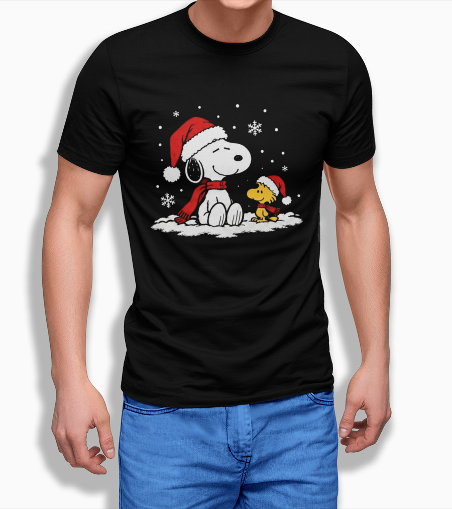 Peanuts Snoopy And Woodstock Christmas Tree Happiness All Over For Comic Fans T-Shirt