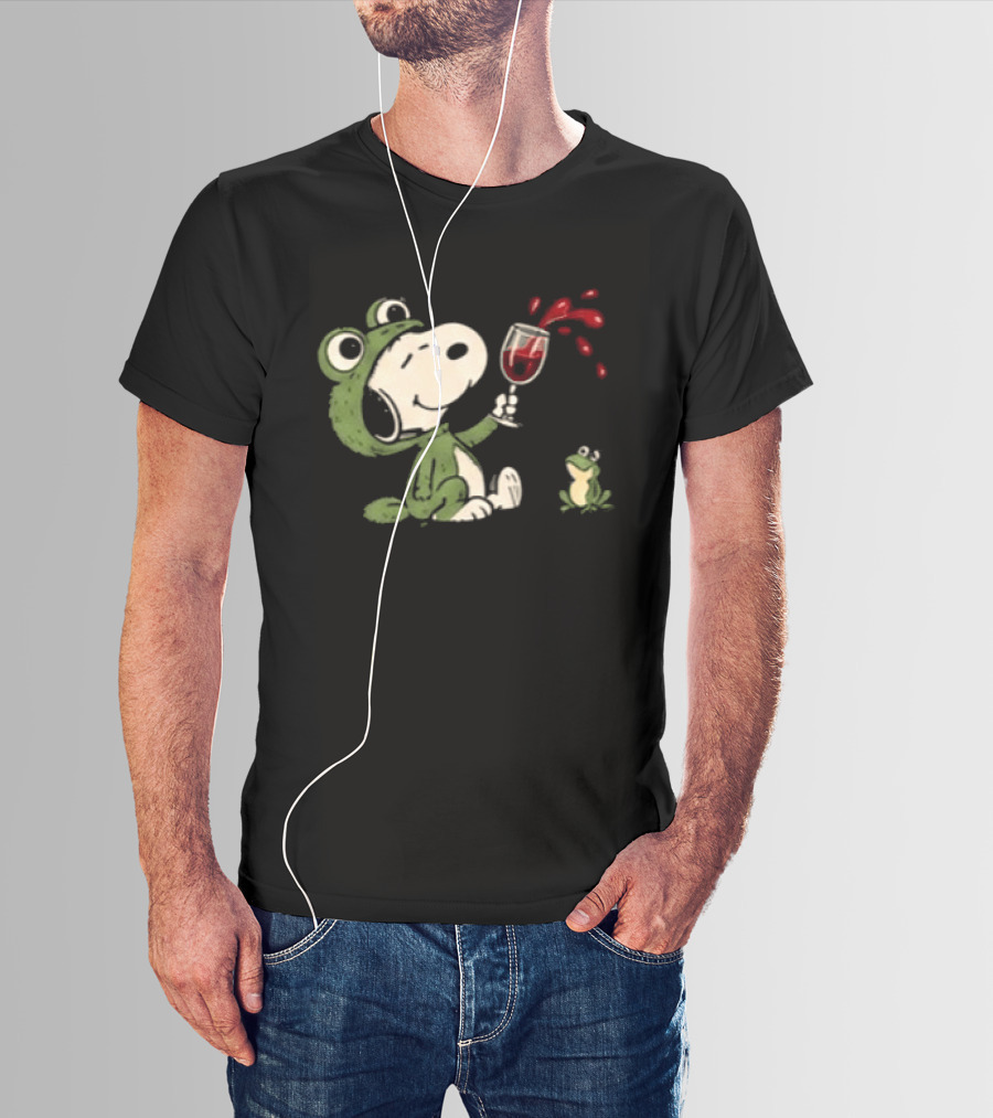 Snoopy Frog Mayhem Christmas Fun Under Mistletoe For Snoopy Fans T-Shirt