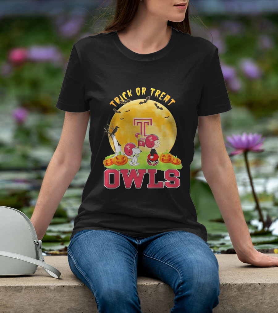 Temple Owls Peanuts Trick Or Treat Abbey Road Halloween T-Shirt