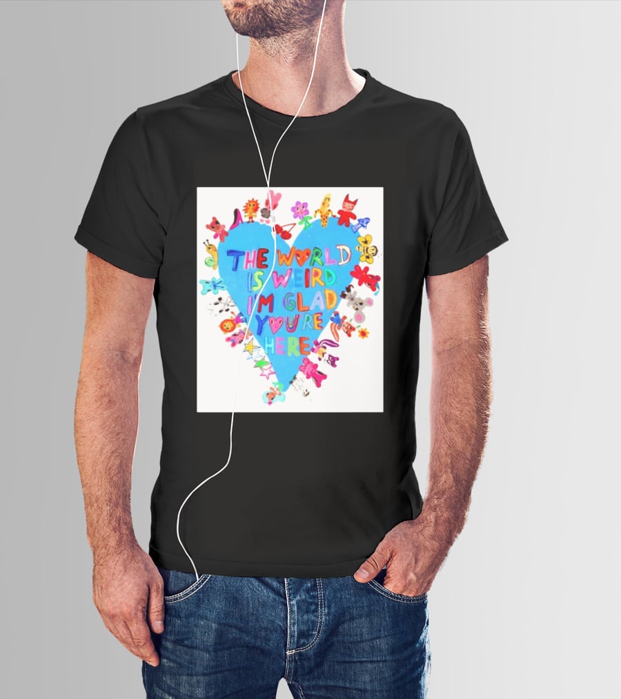The World Is Weird I'm Glad You're Here Colorful Heart Animals T-Shirt