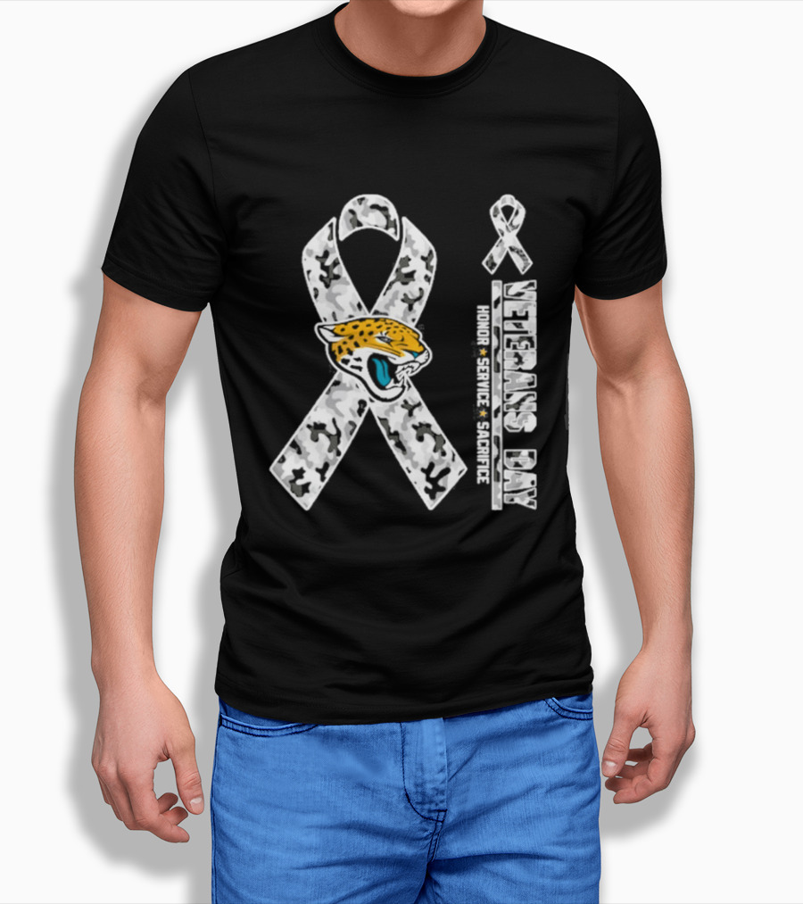Jacksonville Jaguars Veterans Day 2026 Honor Service Sacrifice Camouflage Ribbon T-Shirt