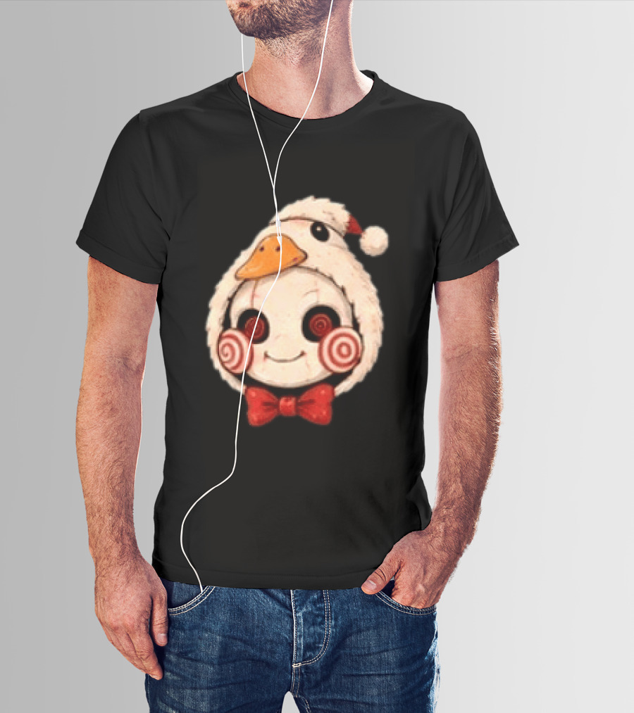 Jigsaw I Want To Play A Game With Cookies Christmas Santa Chicken Costume T-Shirt