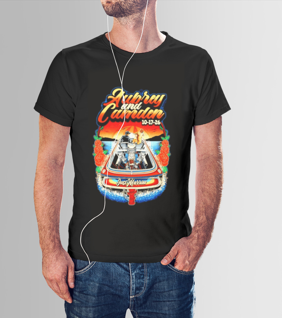Aubrey And Camden Just Married 10 17 26 Boat Roses Sunset T-Shirt