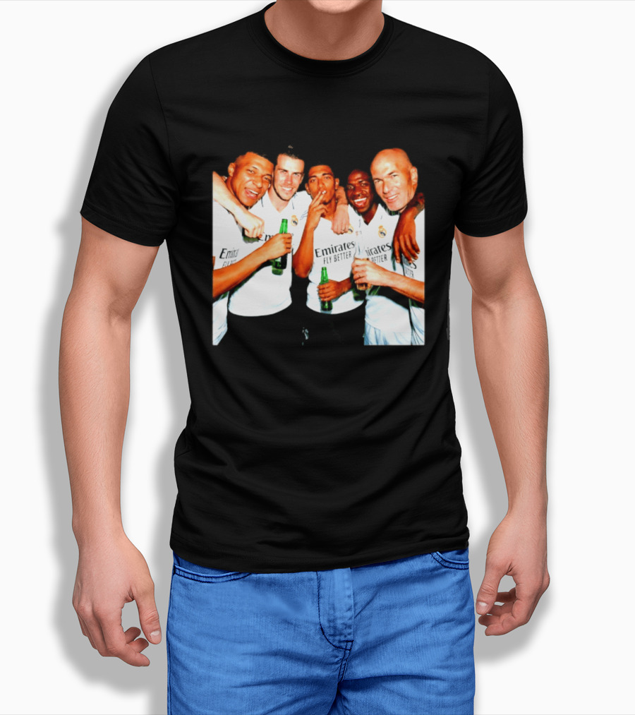 Real Madrid FC Mbappé Bale Bellingham Vinícius Zidane Middle Finger Beer Smoking T-Shirt
