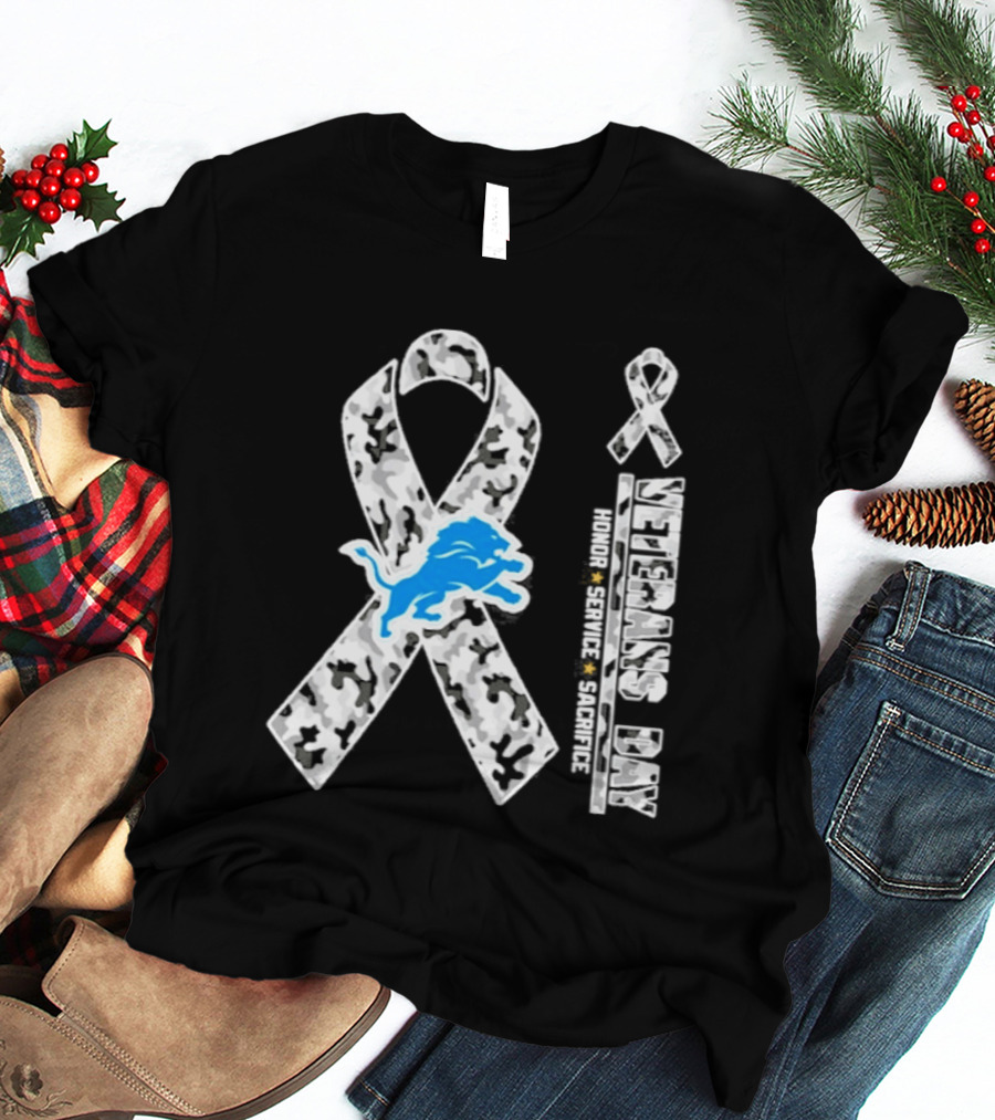 Detroit Lions Veterans Day Honor Service Sacrifice 2026 T-Shirt