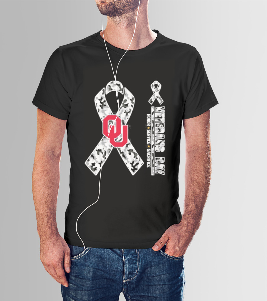 Oklahoma Sooners Veterans Day 2026 Honor Service Sacrifice Camouflage Ribbon T-Shirt