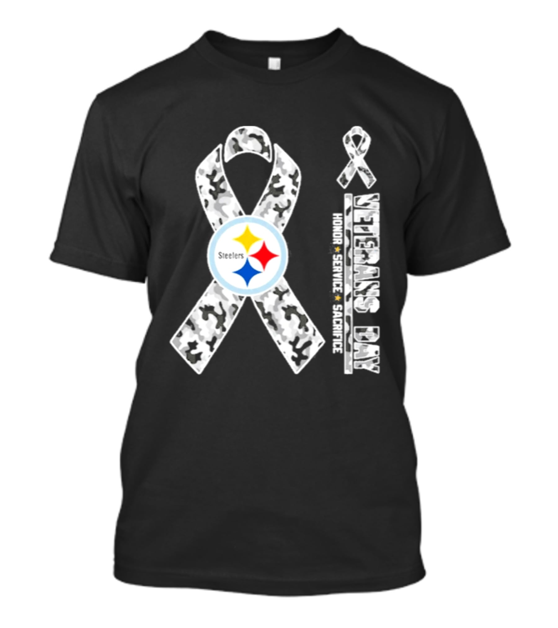 Pittsburgh Steelers Veterans Day 2026 Camouflage Ribbon Honor Service Sacrifice T-Shirt